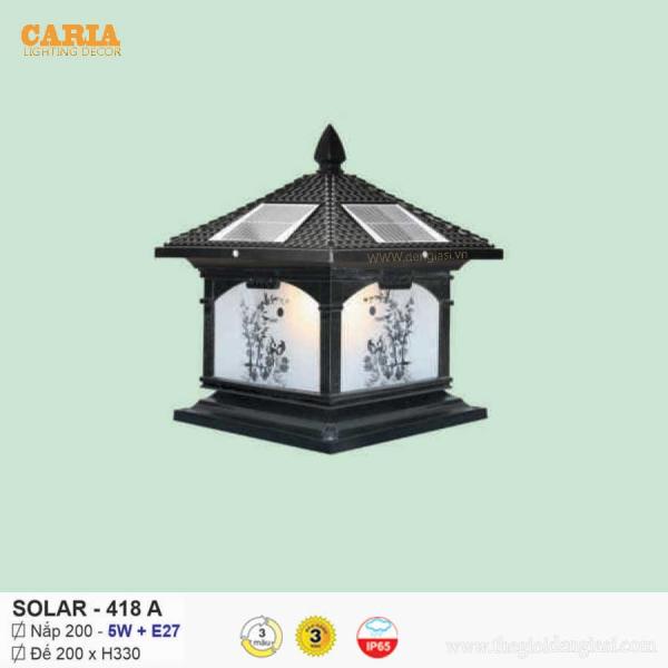 Đèn trụ cổng vuông năng lượng mặt trời Solar 418A Euroto