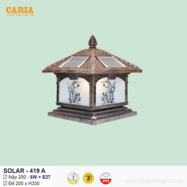 Đèn trụ cổng vuông năng lượng mặt trời Solar 419A Euroto