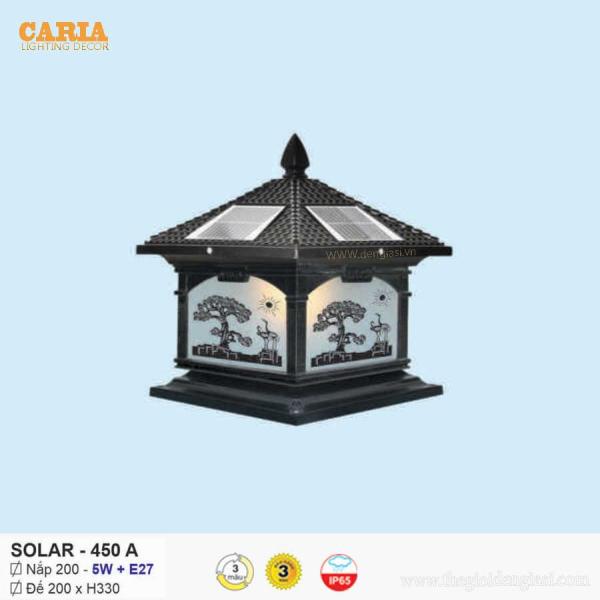 Đèn trụ cổng vuông năng lượng mặt trời Solar 450A Euroto