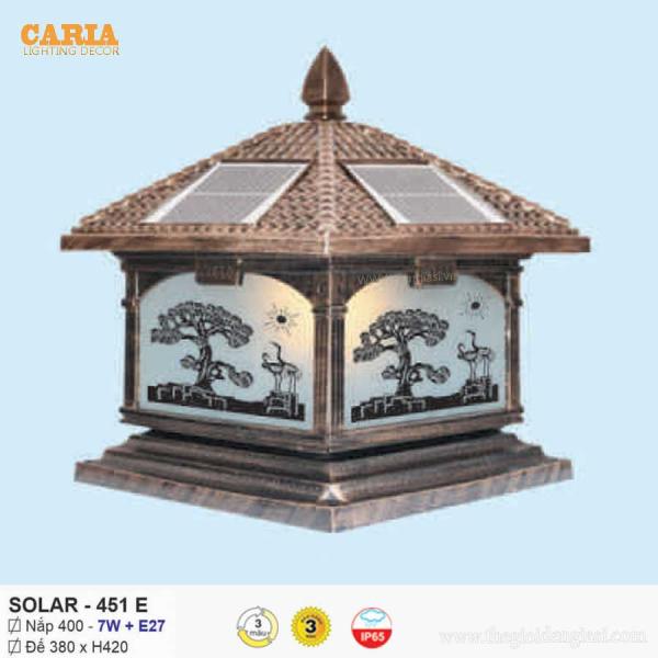 Đèn trụ cổng vuông năng lượng mặt trời Solar 451E Euroto
