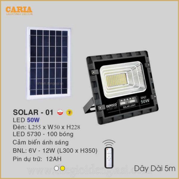 Đèn Pha Năng Lượng 50W SOLAR-01 ɸL225xH228