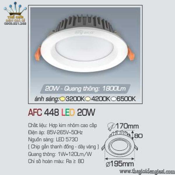 Đèn LED Âm Trần Anfaco AFC448 20W ɸ195