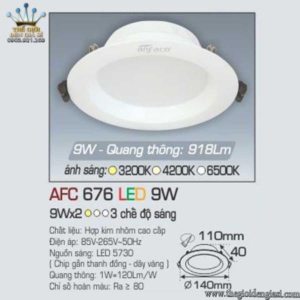 Đèn LED Âm Trần Anfaco AFC676 9W ɸ140