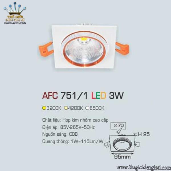 Đèn LED Âm Trần Decor Shop AFC751/1 3W ɸ95